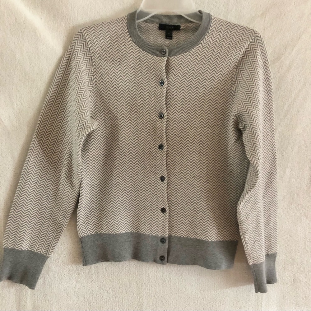 J Crew round neck chevron cardigan sweater